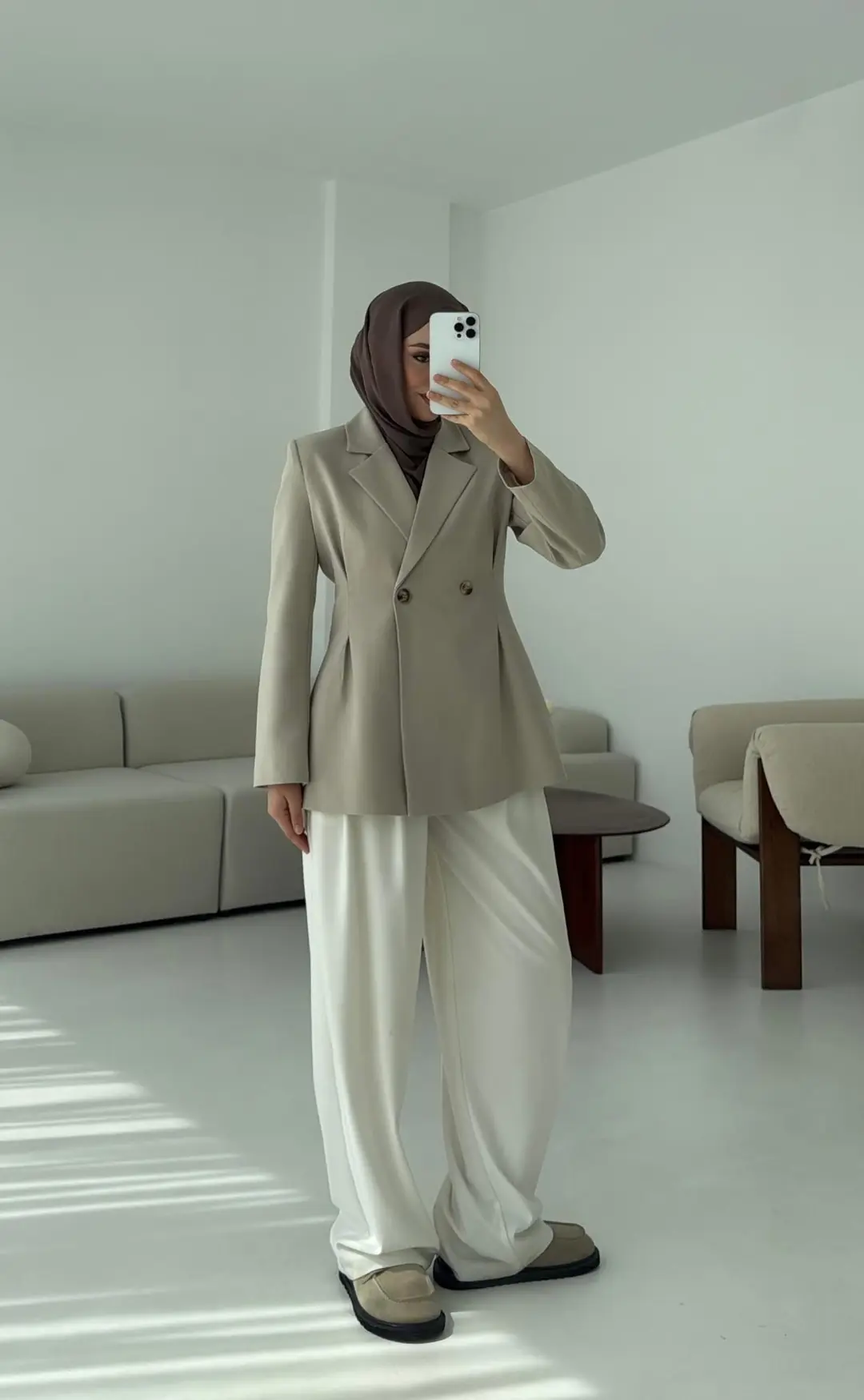 Pile Detay Blazer Ceket Taş
