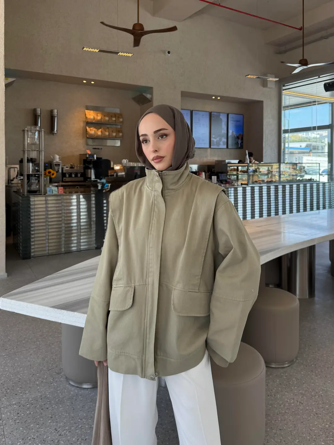 Premium Gabardin Tasarım Ceket Haki