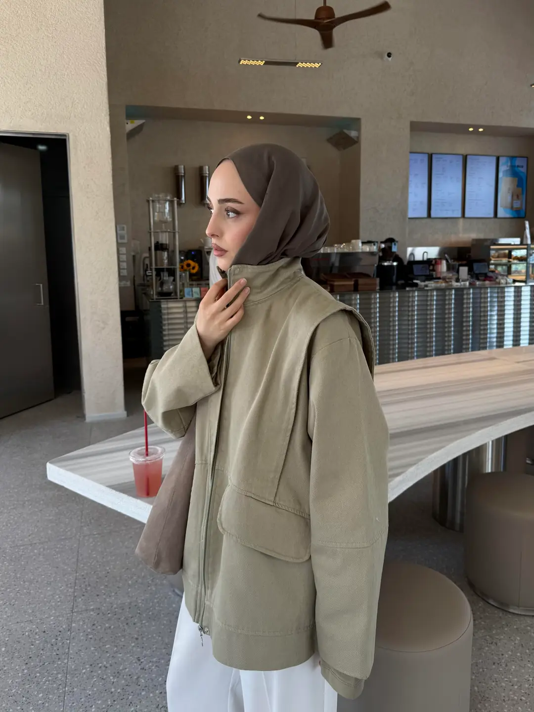 Premium Gabardin Tasarım Ceket Haki