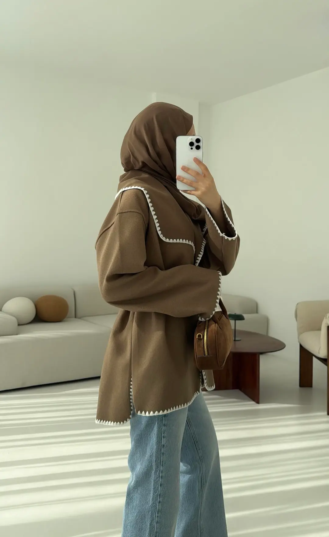 Dikişli Kaşe Ceket Camel