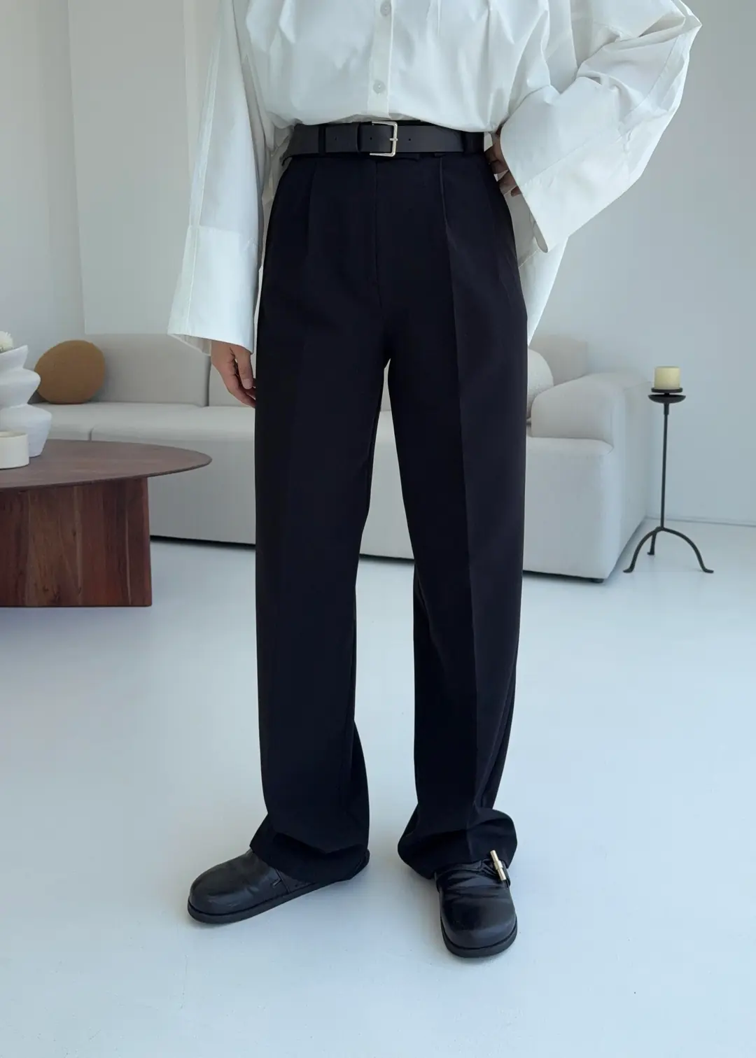 Krep Palazzo Pantalon Siyah