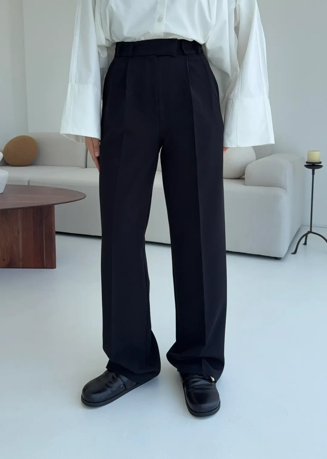 Krep Palazzo Pantalon Siyah