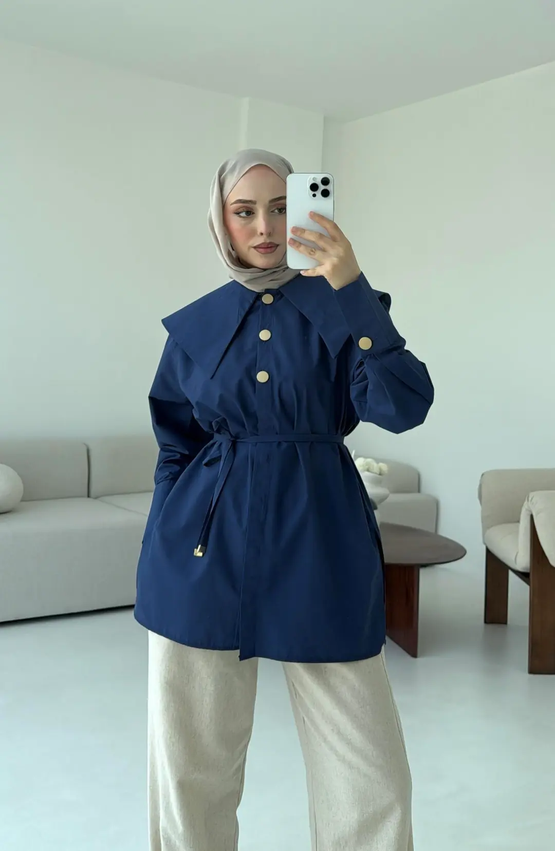 Lacivert Bebe Yaka Gömlek
