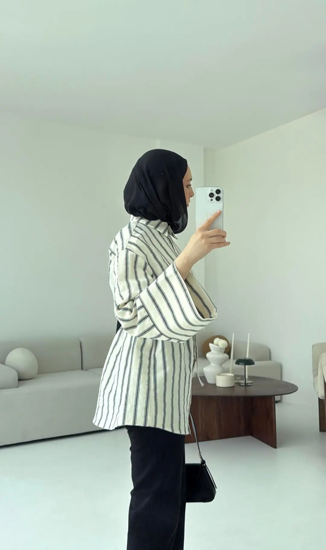 Çizgili Bağlamalı Gömlek Ekru