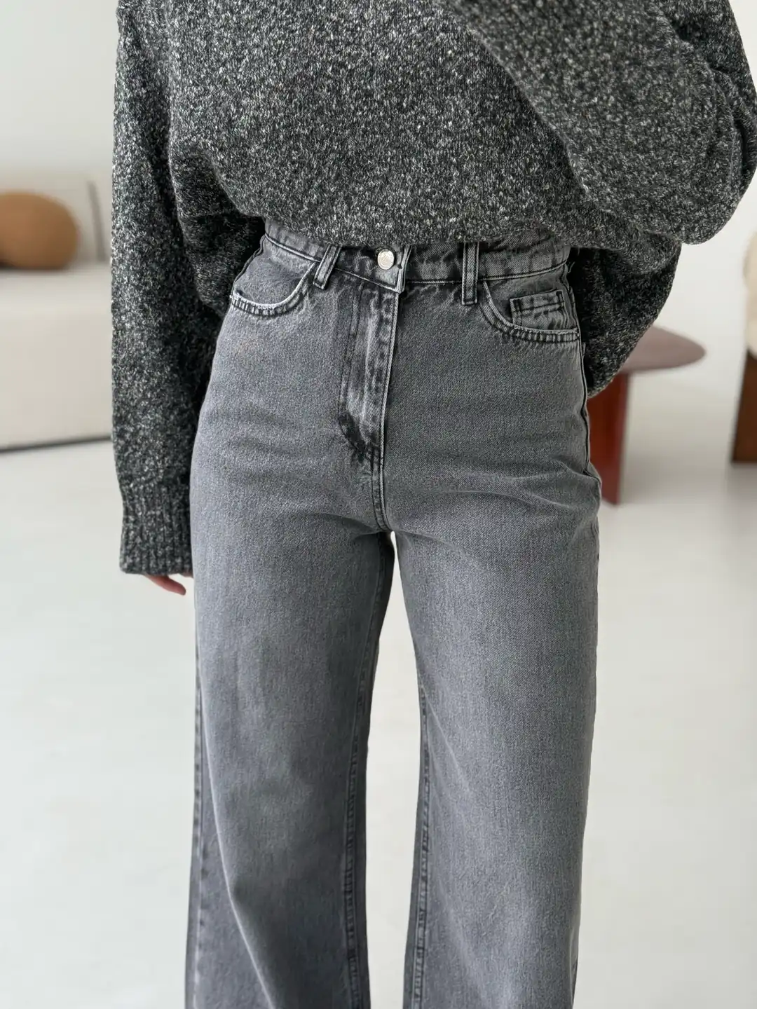 Wide Leg Gri Pantolon