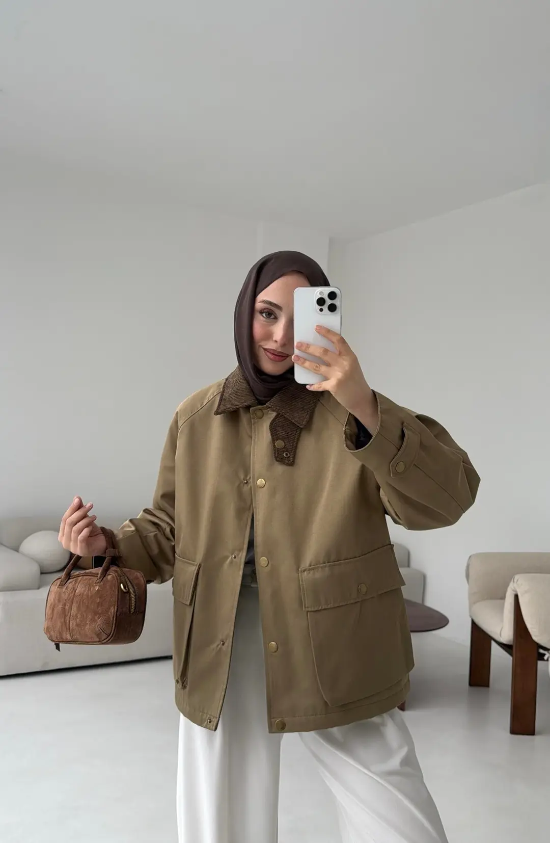 Kadife Yaka Dolgulu Ceket Deve Tügü