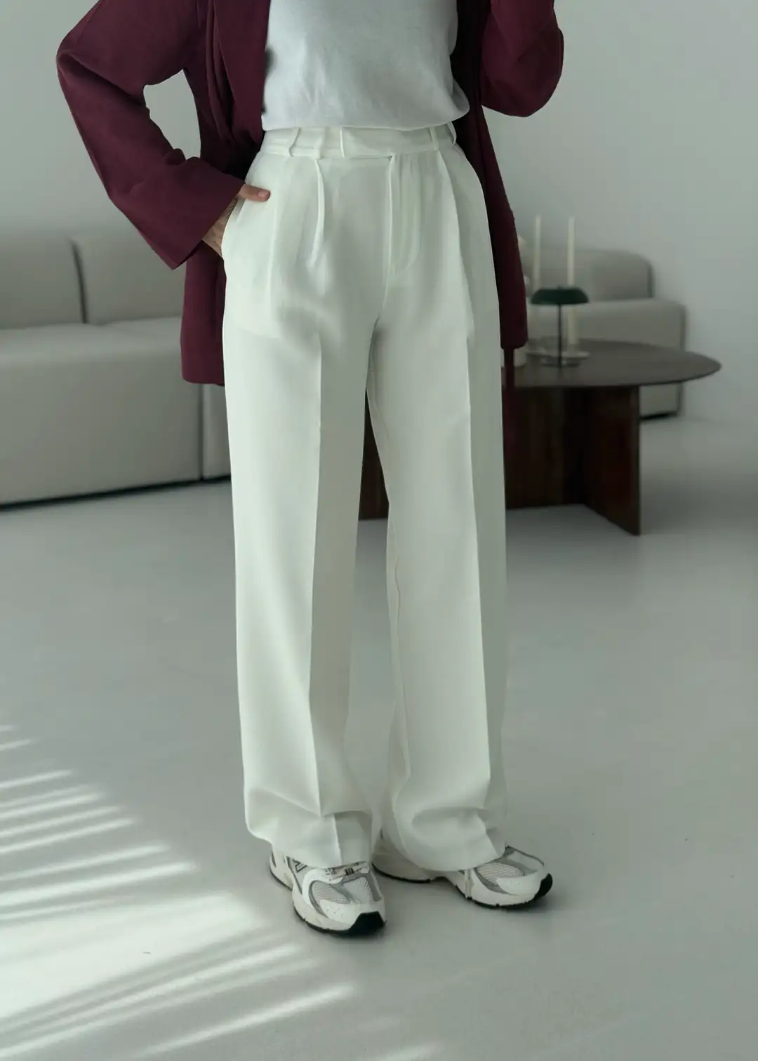 Krep Palazzo Pantalon Ekru