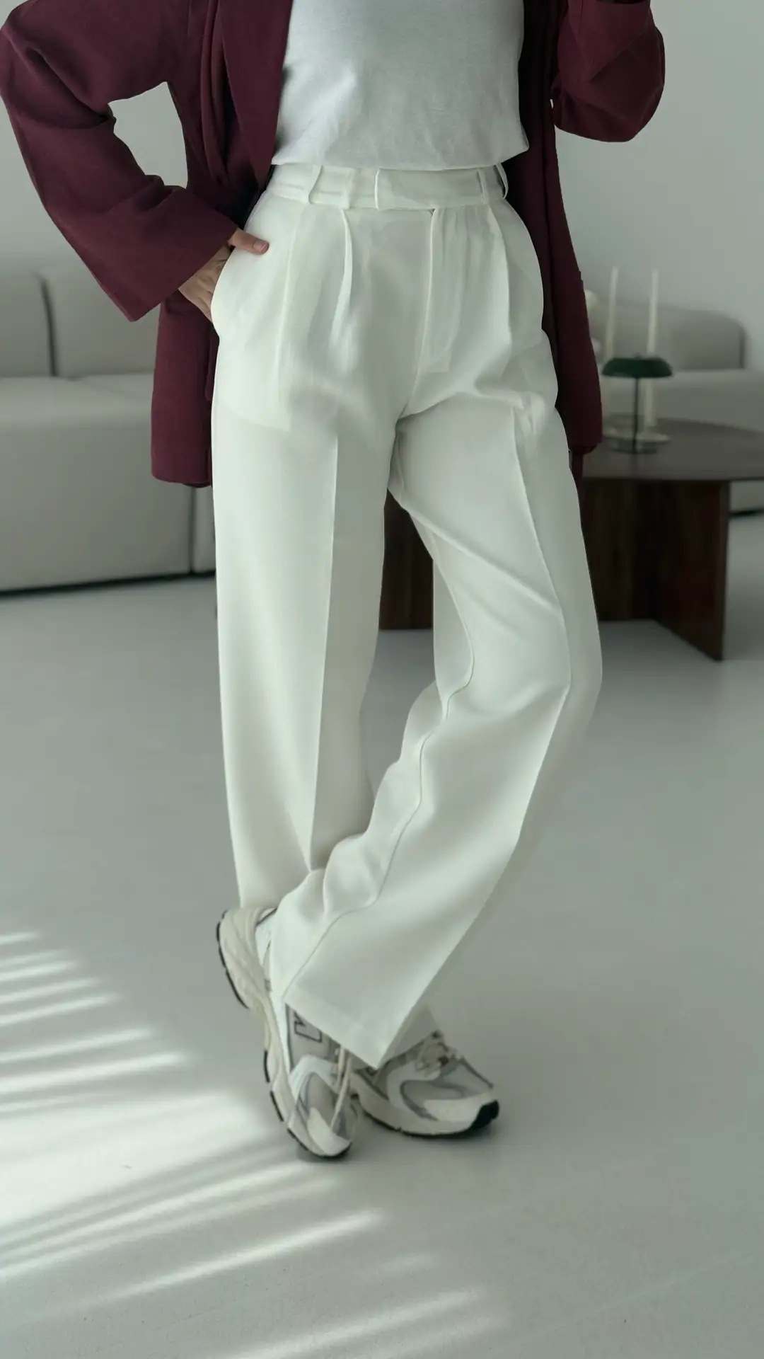 Krep Palazzo Pantalon Ekru
