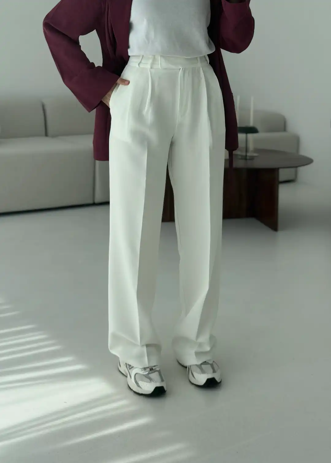 Krep Palazzo Pantalon Ekru
