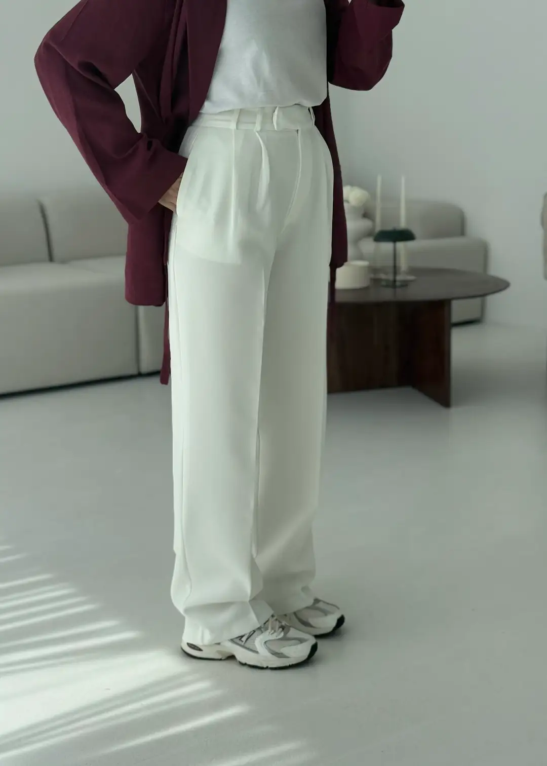 Krep Palazzo Pantalon Ekru