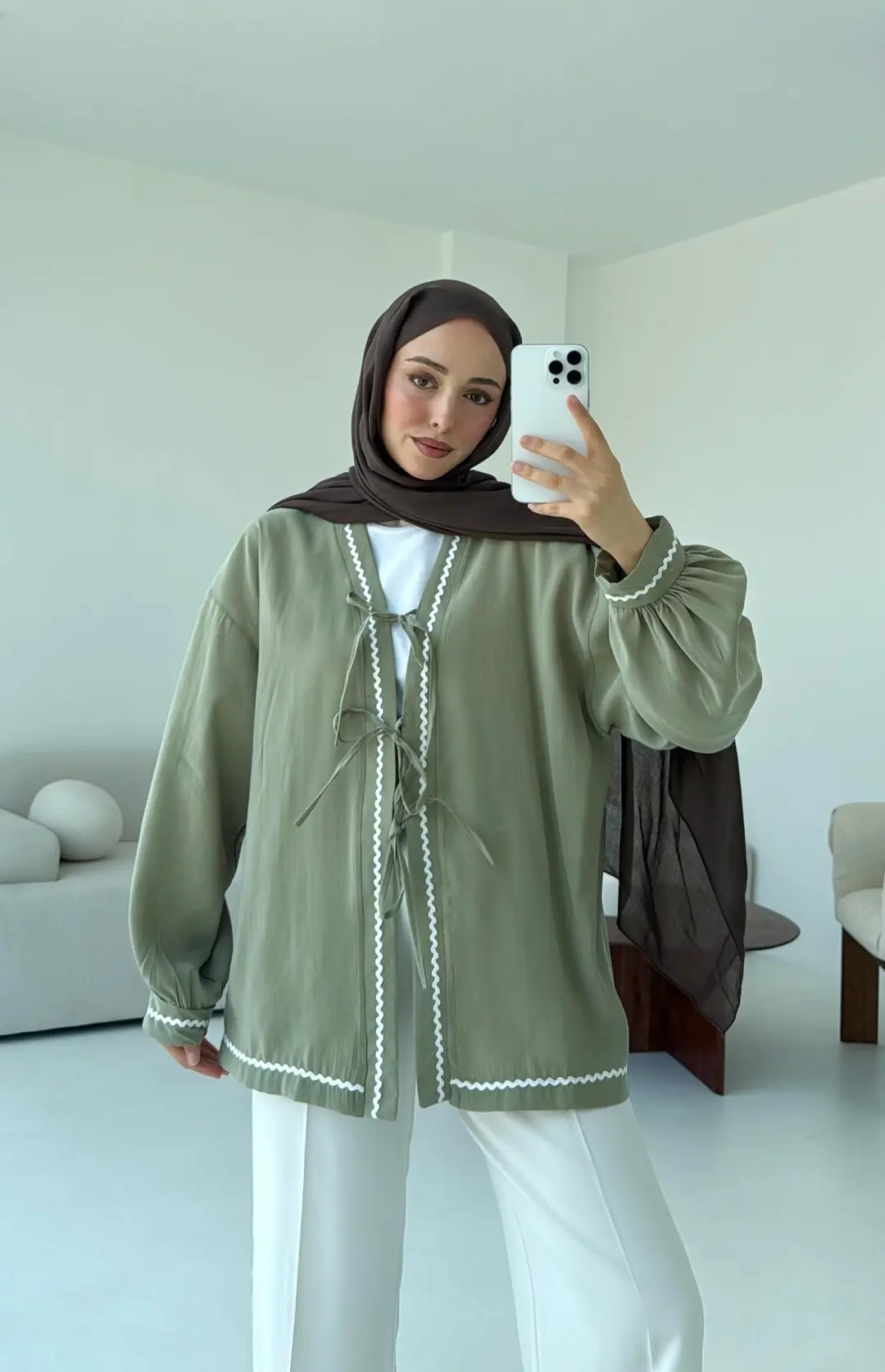 Bağlamalı Dantel Detay Kimono Cağla