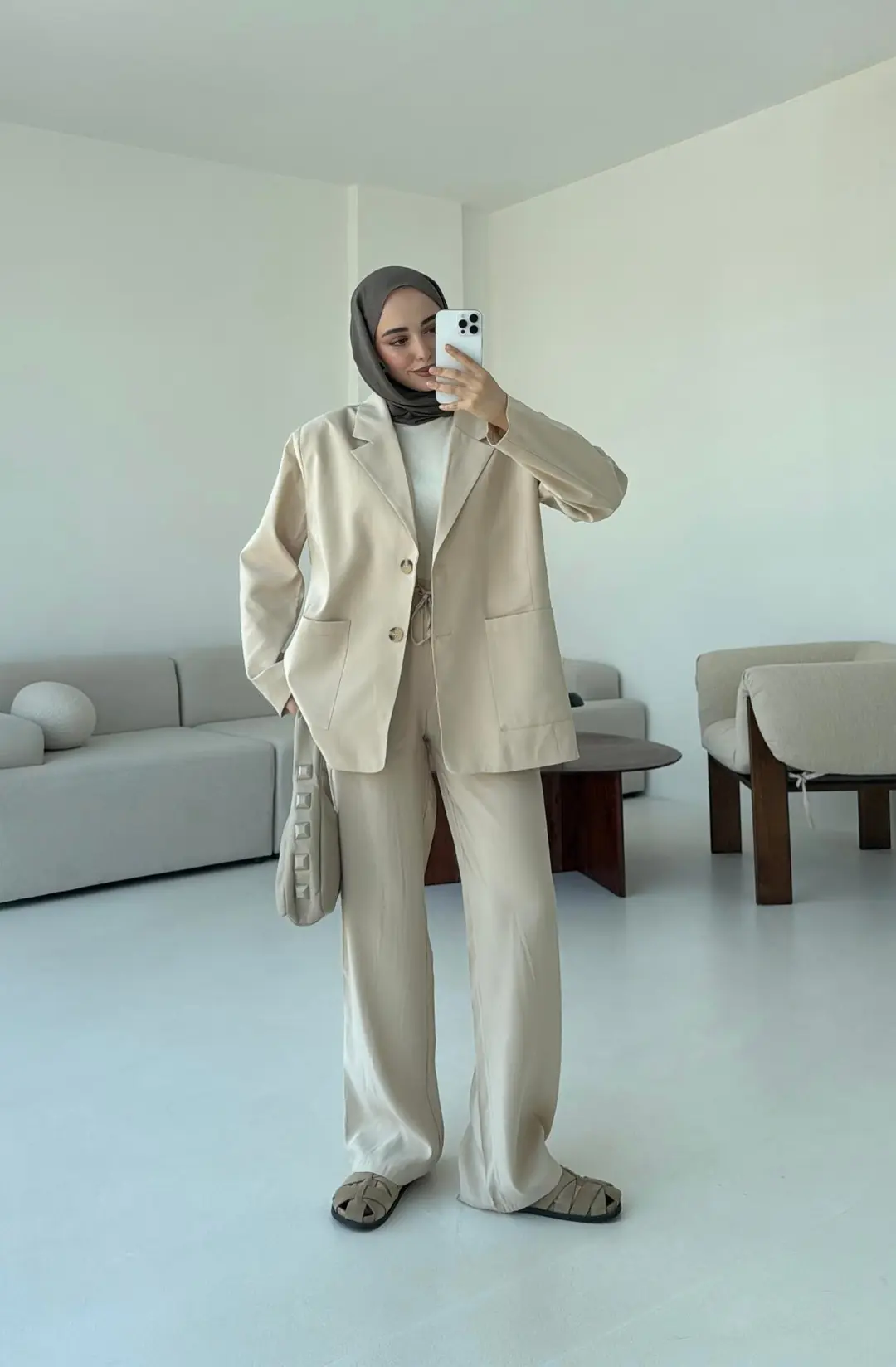 Yazlık Premium Kumaş Bej Takım