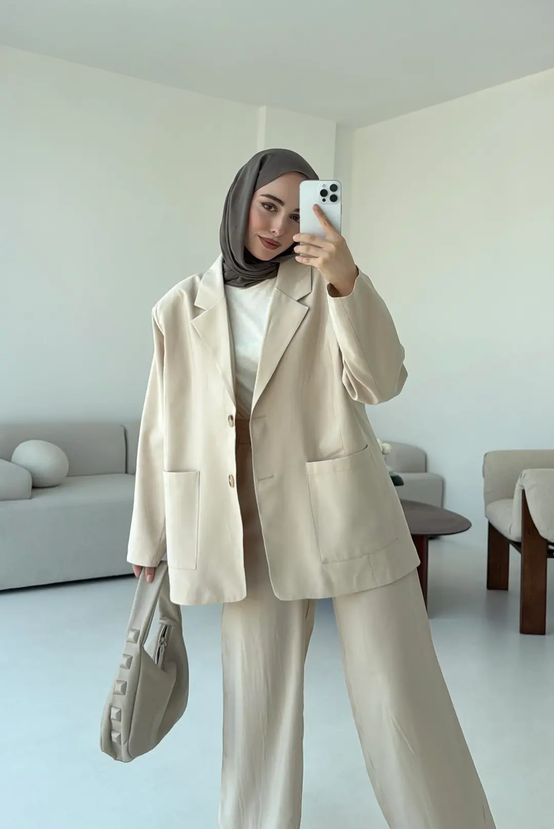 Yazlık Premium Kumaş Bej Takım