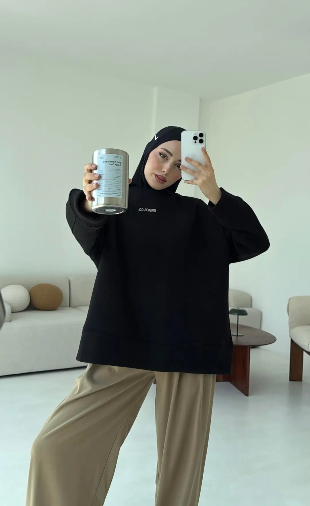 Minimal Baskılı Oversize Sweat Siyah