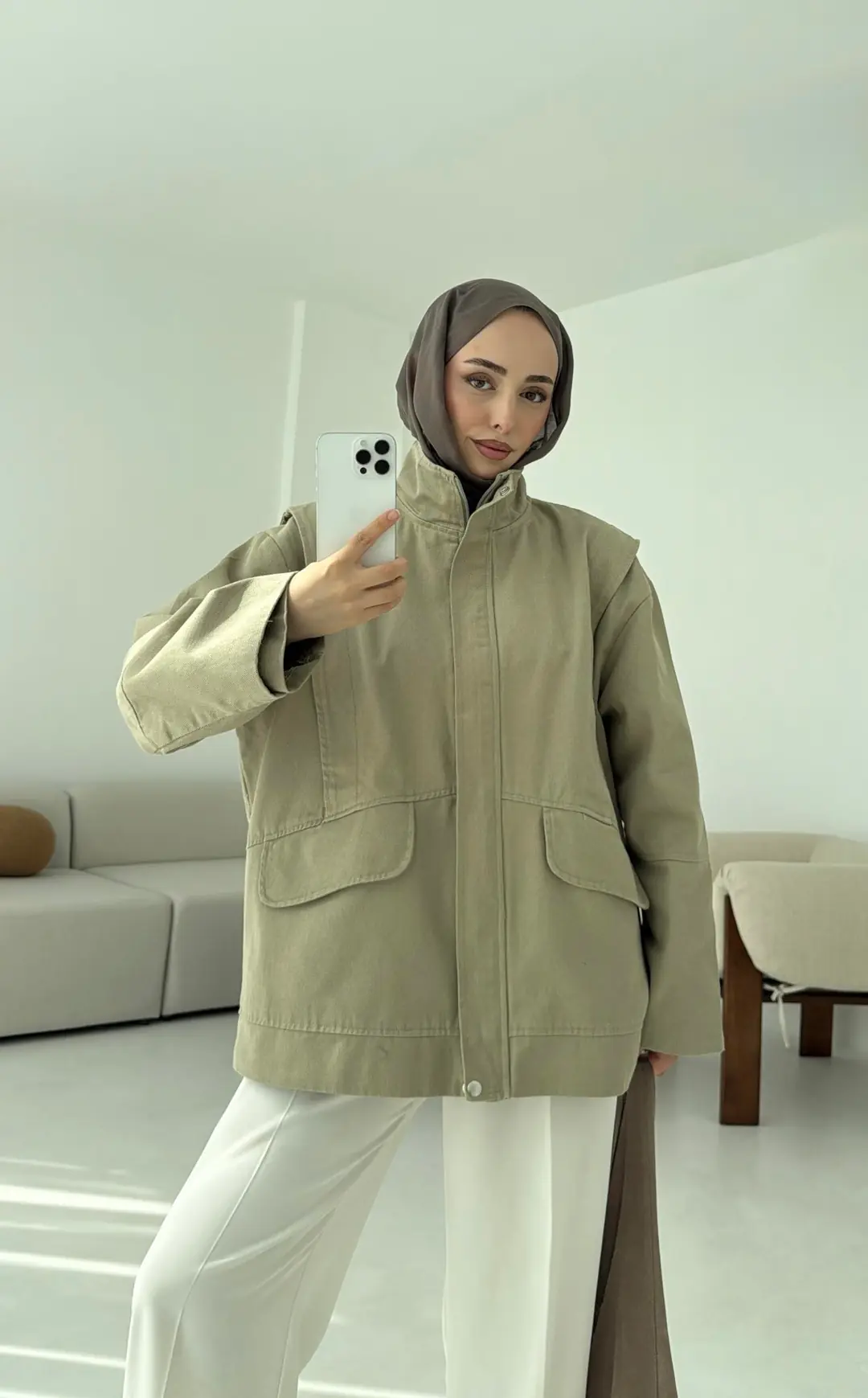 Premium Gabardin Tasarım Ceket Haki
