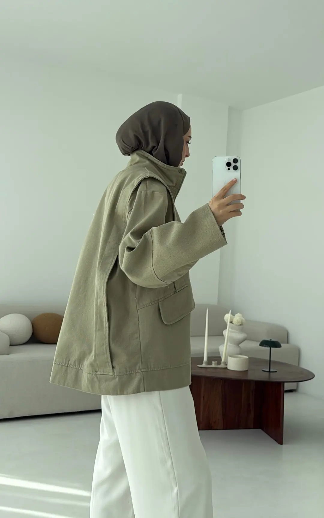 Premium Gabardin Tasarım Ceket Haki