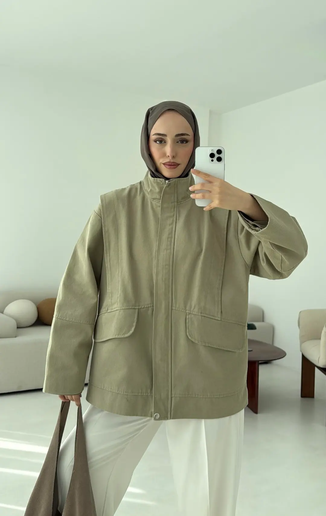 Premium Gabardin Tasarım Ceket Haki