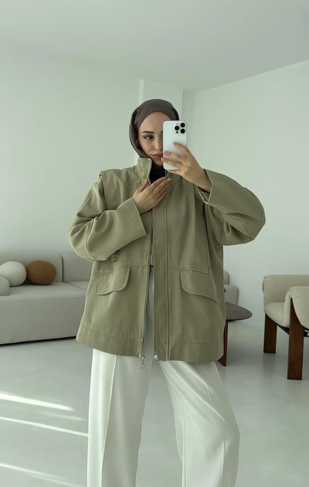 Premium Gabardin Tasarım Ceket Haki