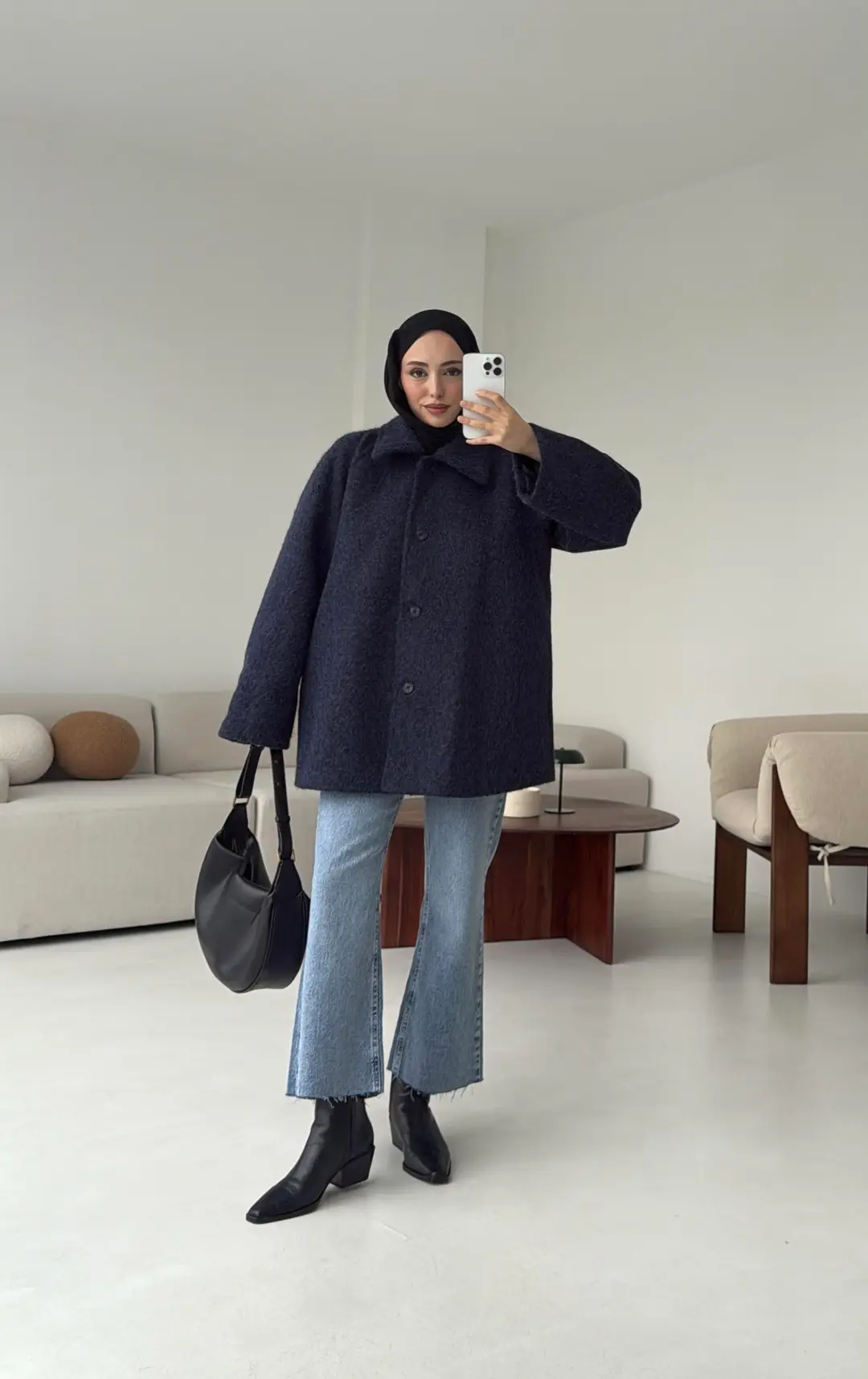Reglan Kol Kaşe Kaban Lacivert