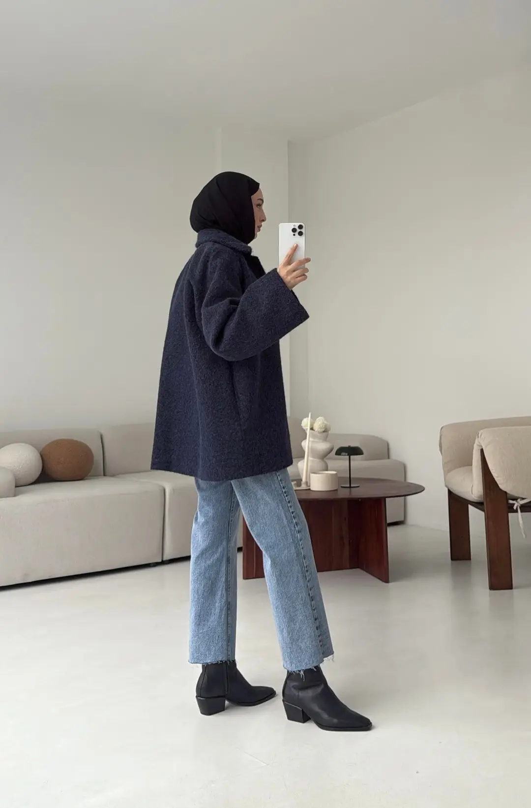 Reglan Kol Kaşe Kaban Lacivert
