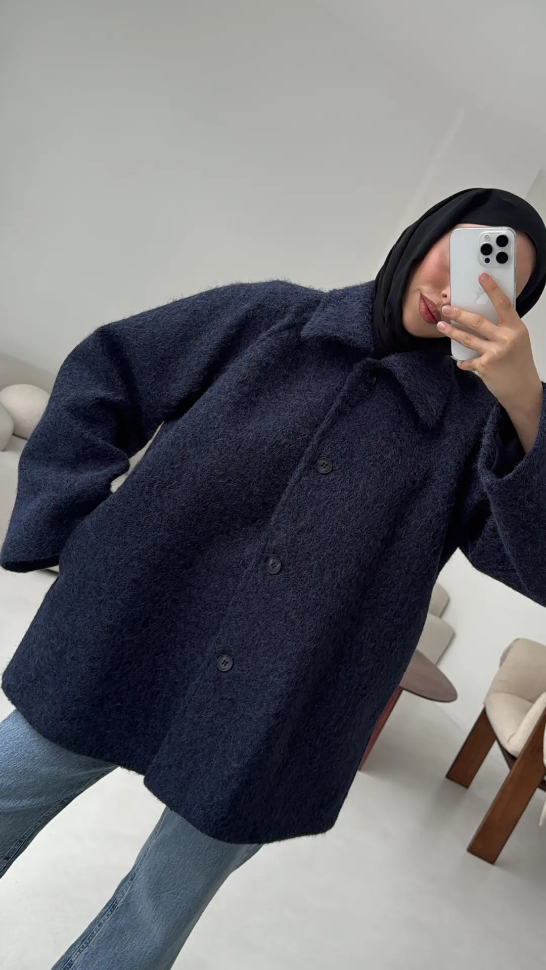 Reglan Kol Kaşe Kaban Lacivert