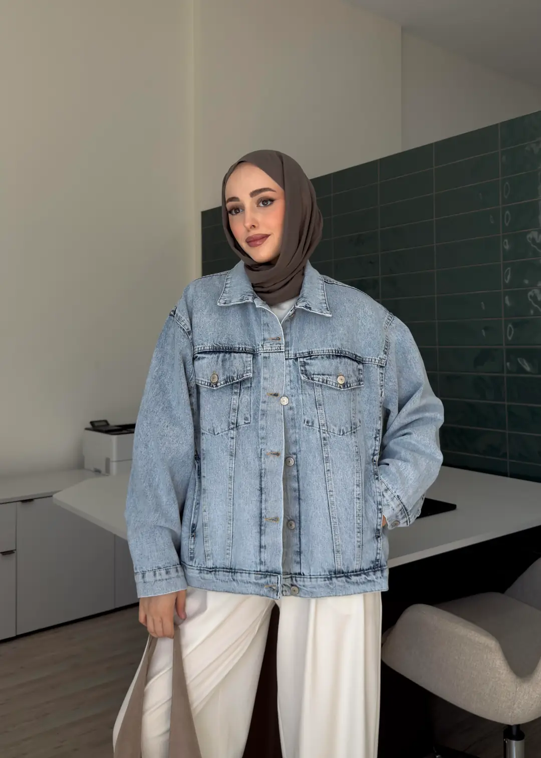 Oversize Mavi Denim Ceket