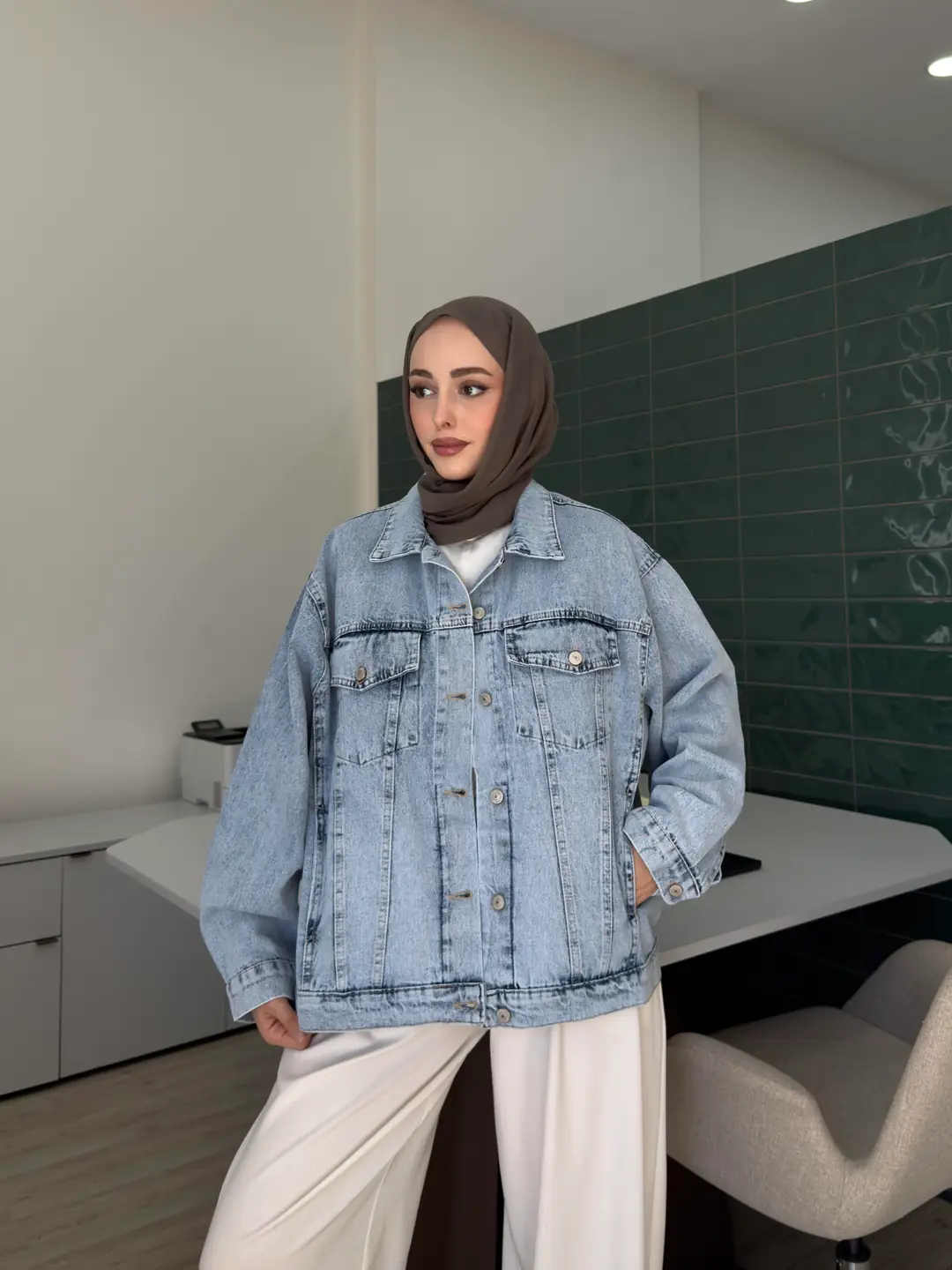 Oversize Mavi Denim Ceket