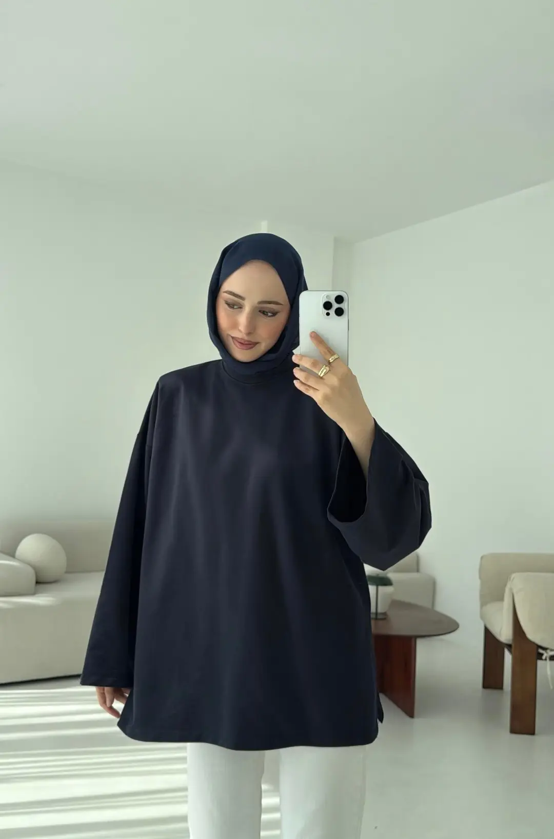İki iplik Baglamalı Bluz Lacivert