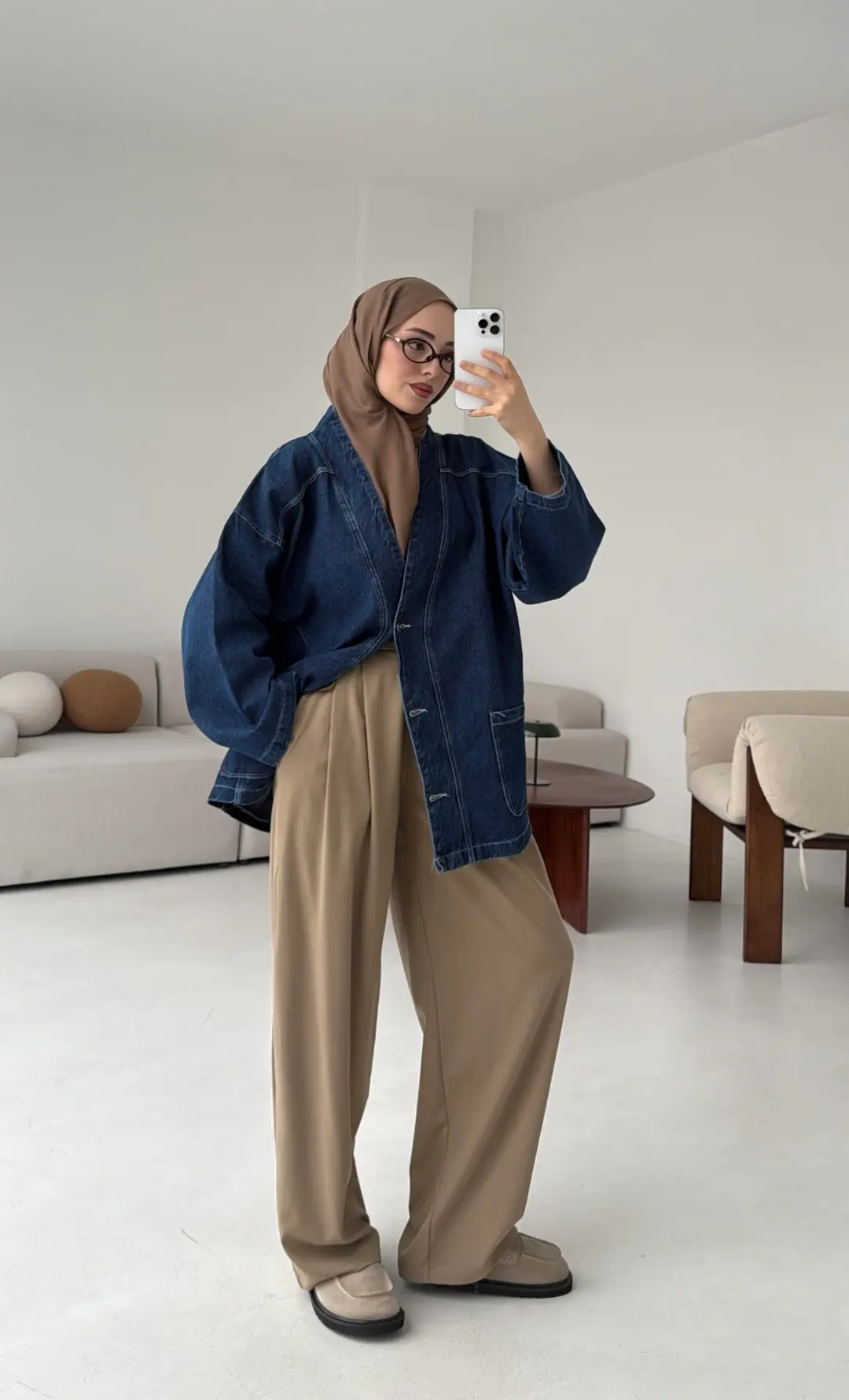 Oversize Wide Denim Ceket Mavi