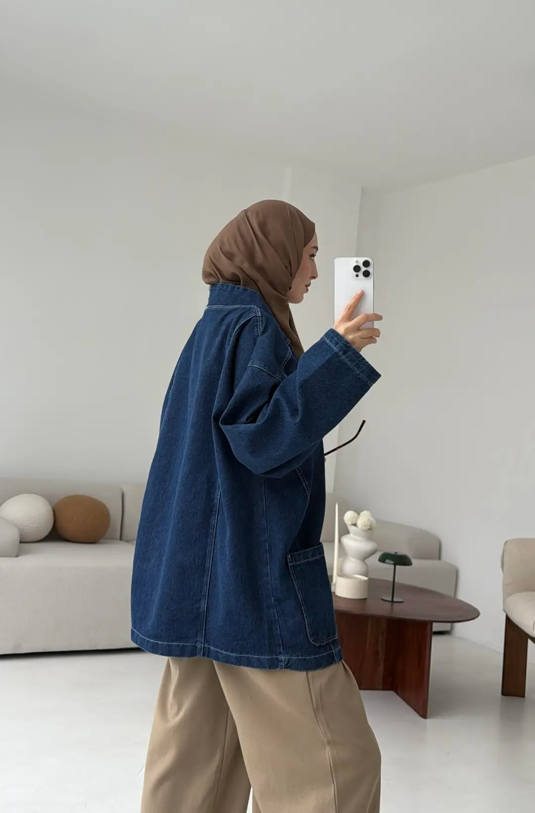 Oversize Wide Denim Ceket Mavi