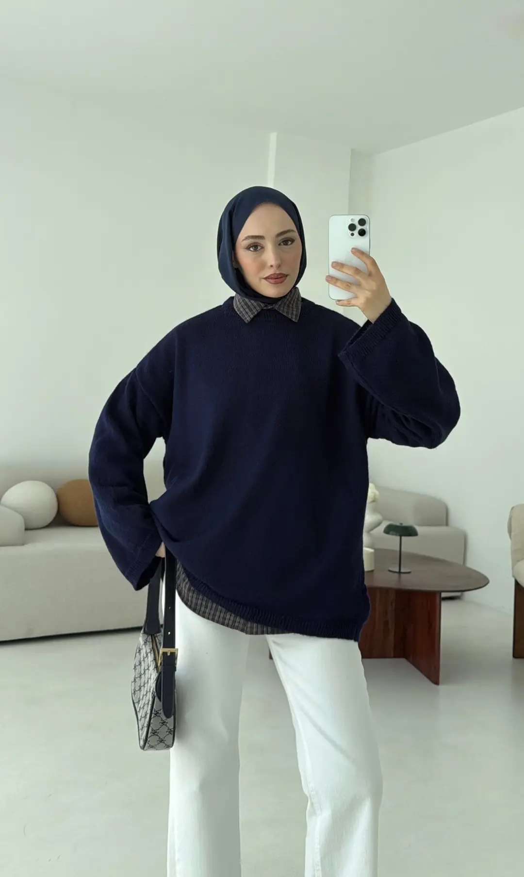 Geniş Kol Basıc Kazak Lacivert