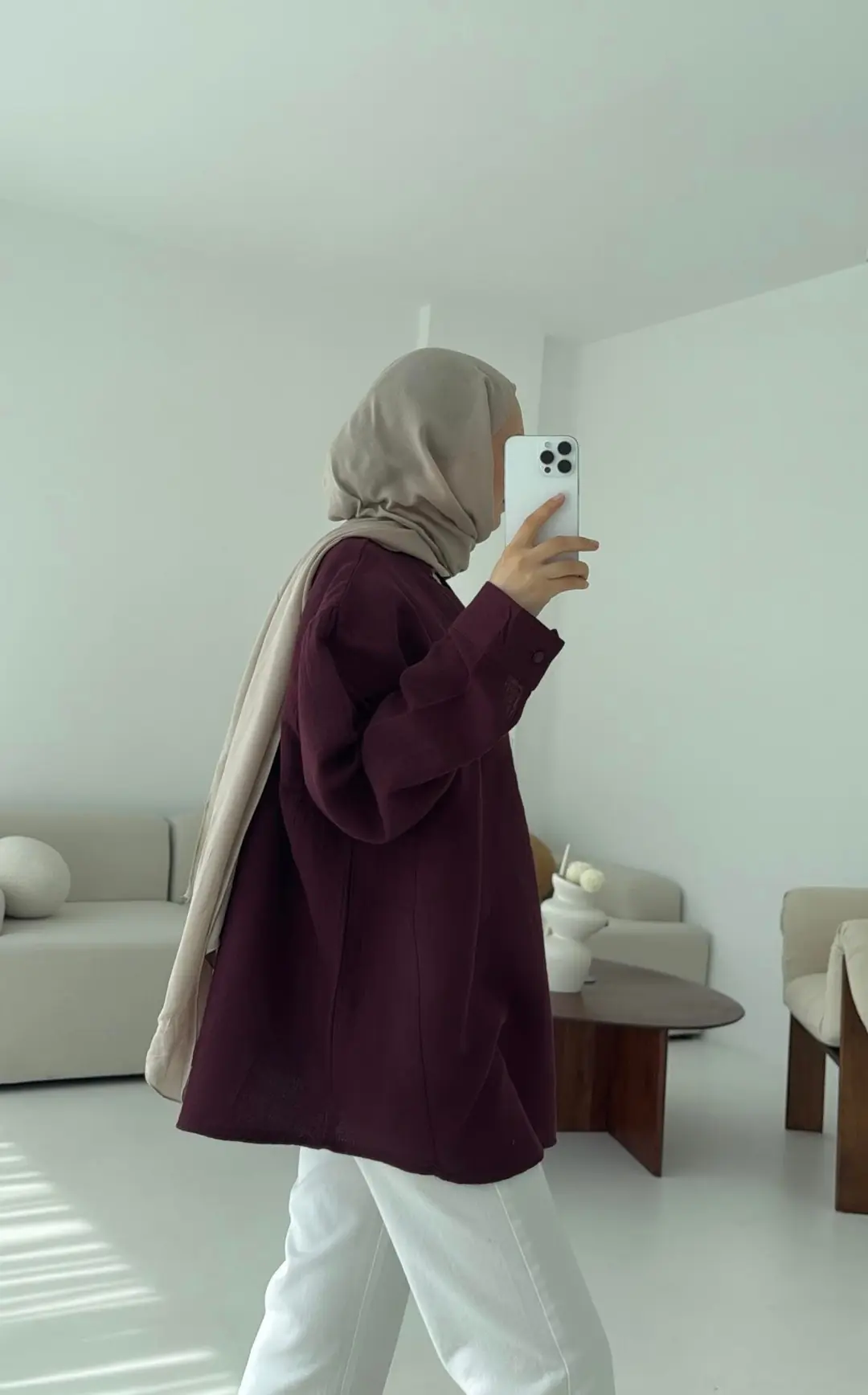 Müslin Düğmeli Gömlek Bordo