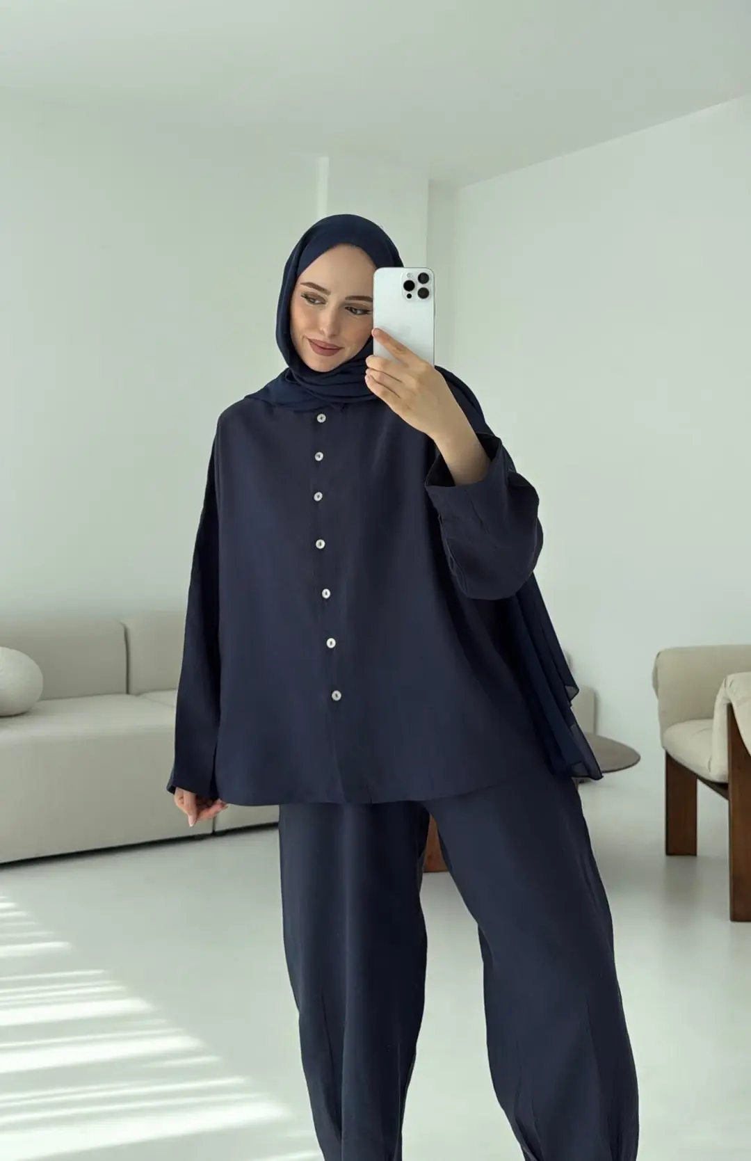 Pens Detay Tencel Takım Lacivert