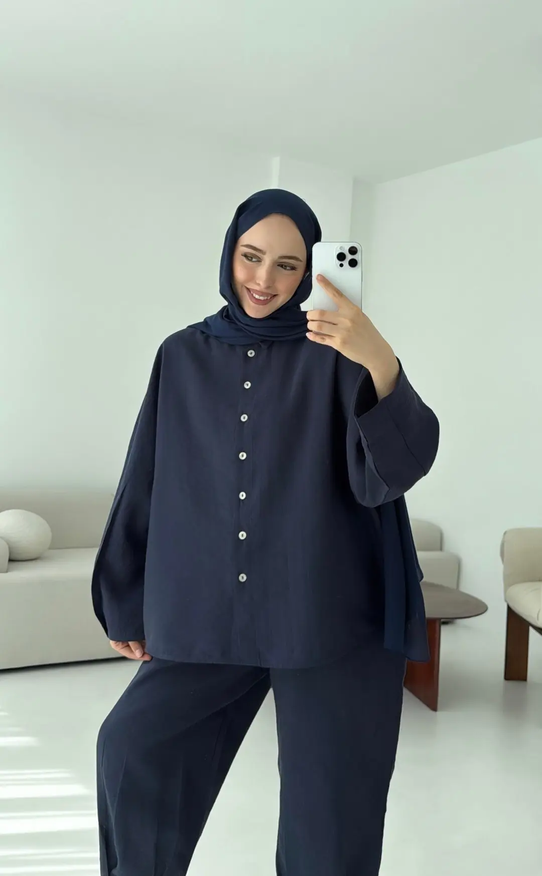 Pens Detay Tencel Takım Lacivert