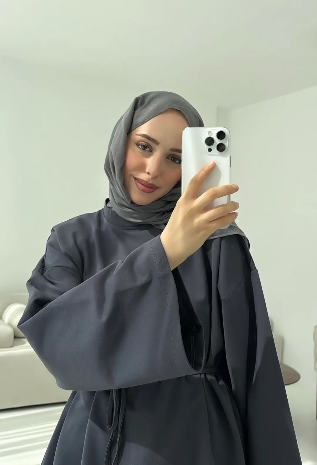 İki iplik Baglamalı Bluz Koyu Gri
