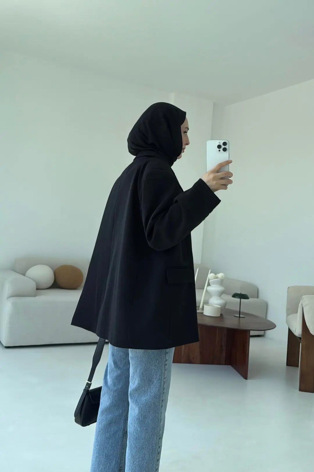 Çift Dügmeli Oversize Blazer Ceket Siyah