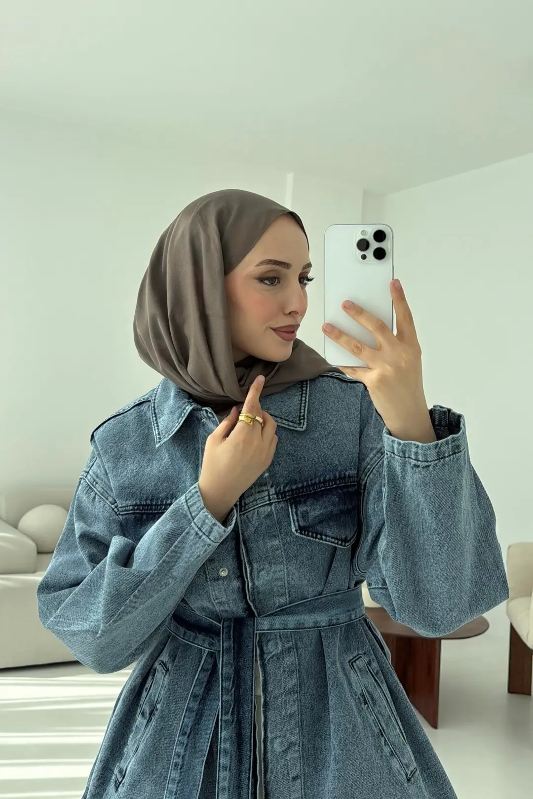 Bağlamalı Denim Ceket