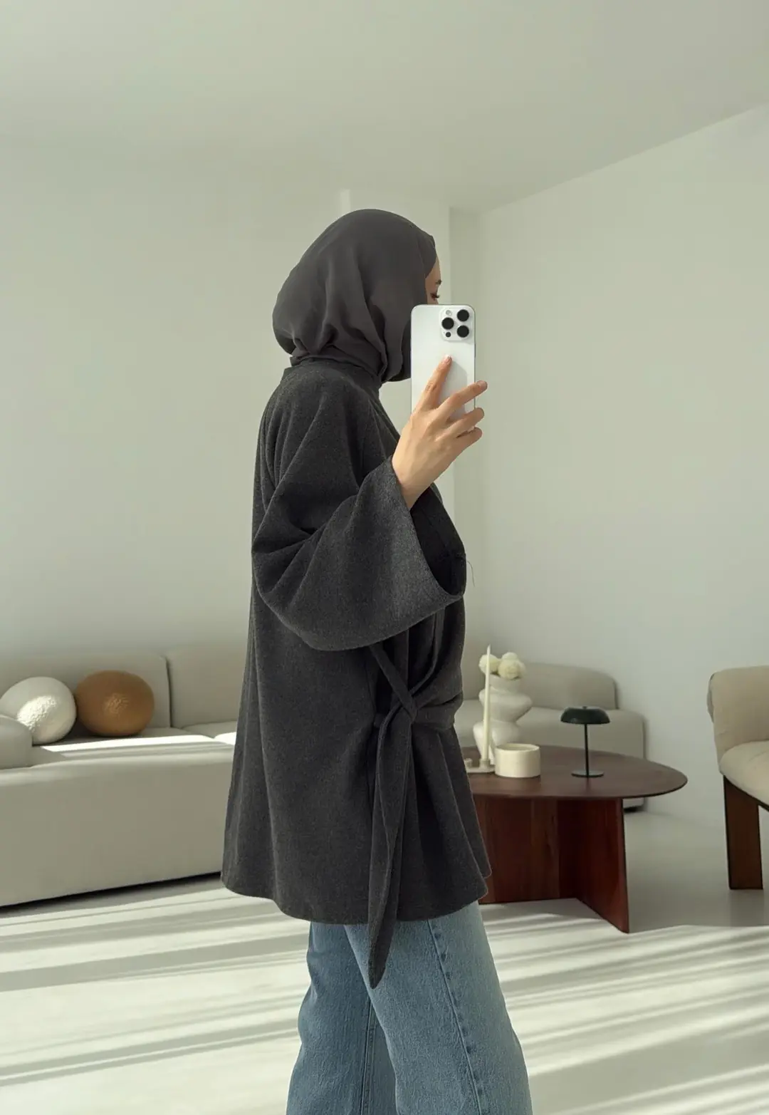 Yandan Şallı Tunik Gri