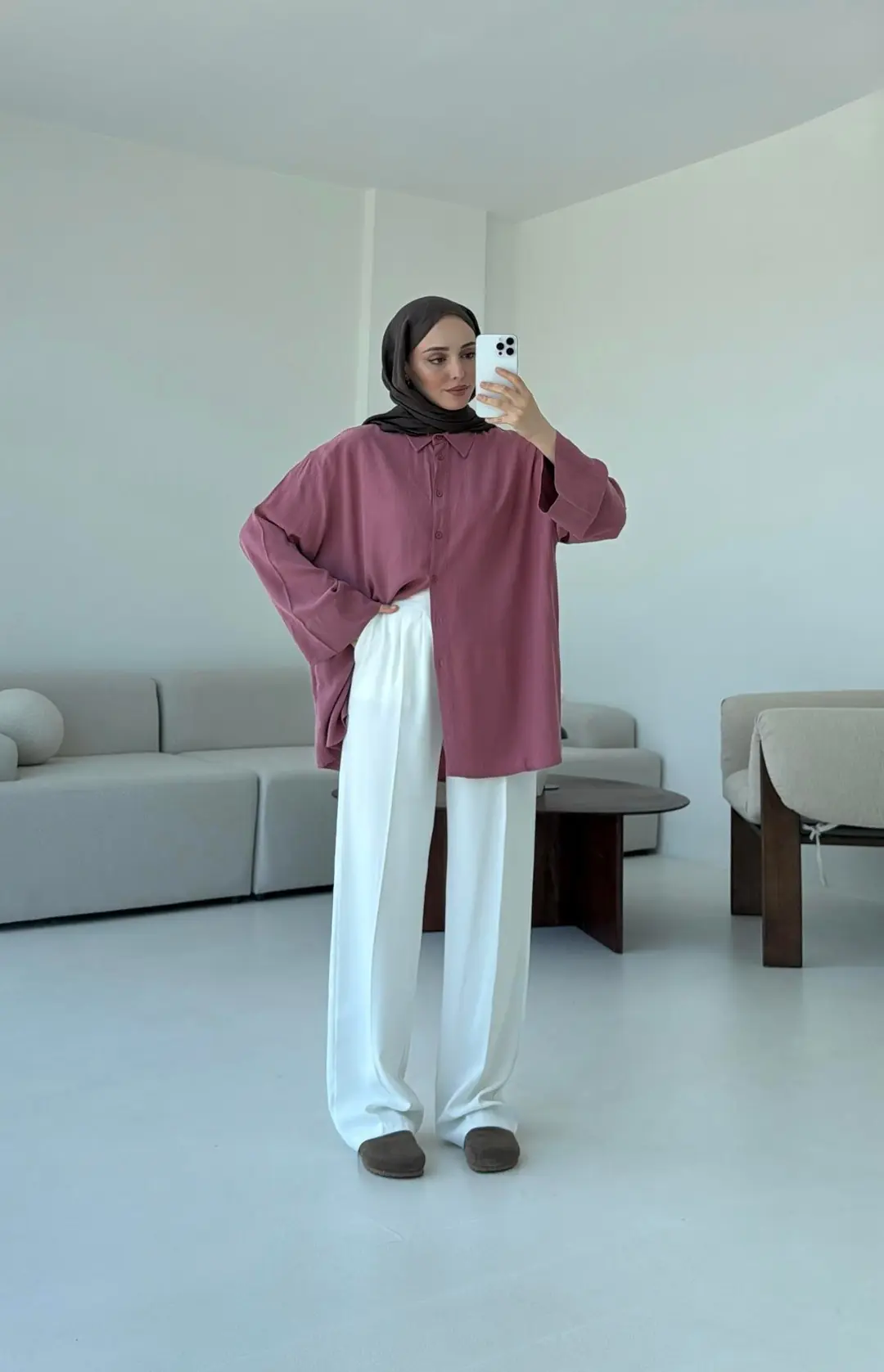 Tencel Yıkamalı Gömlek Gül Kurusu