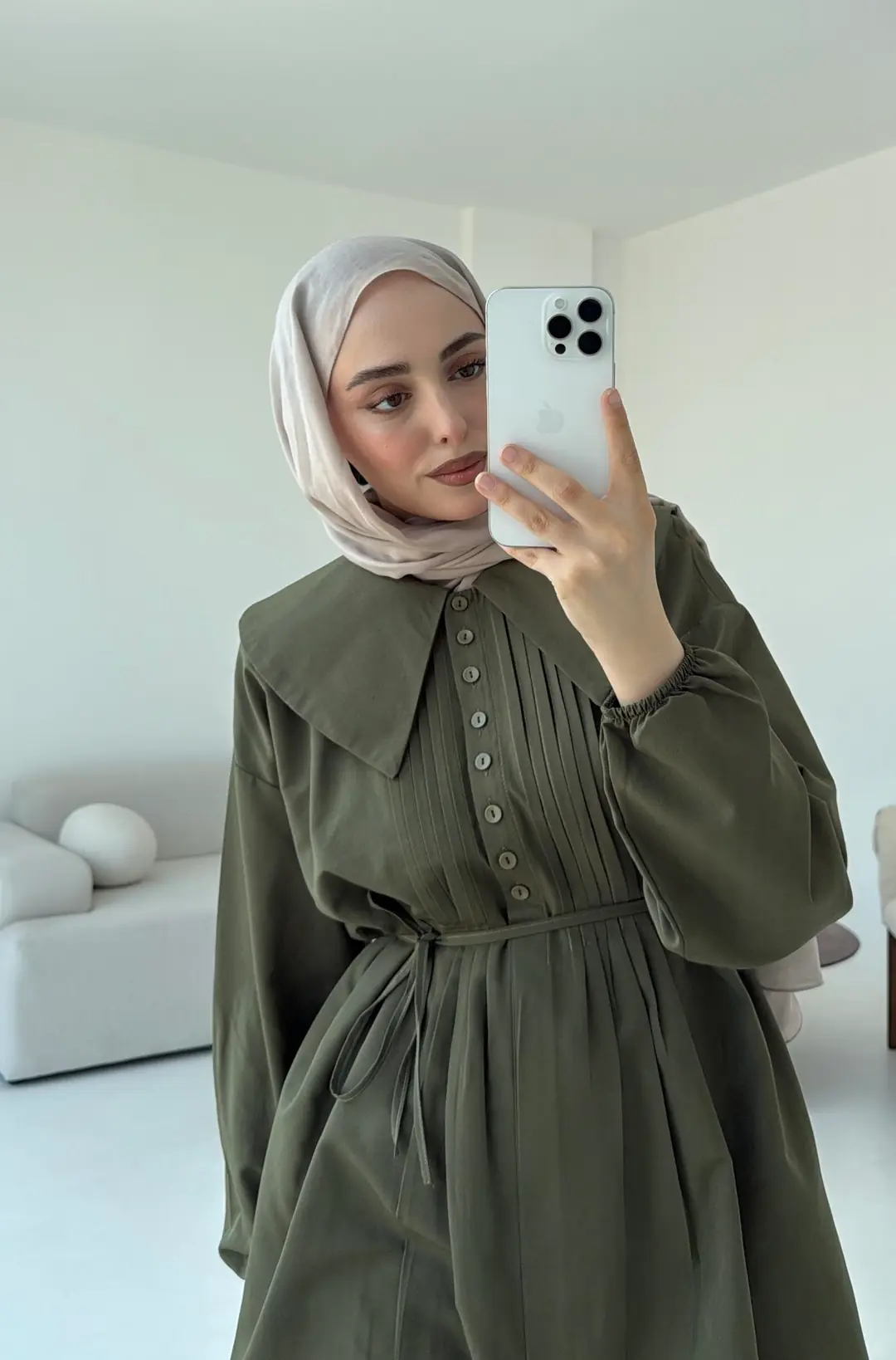 Yakalı Nervüllü Gömlek Haki