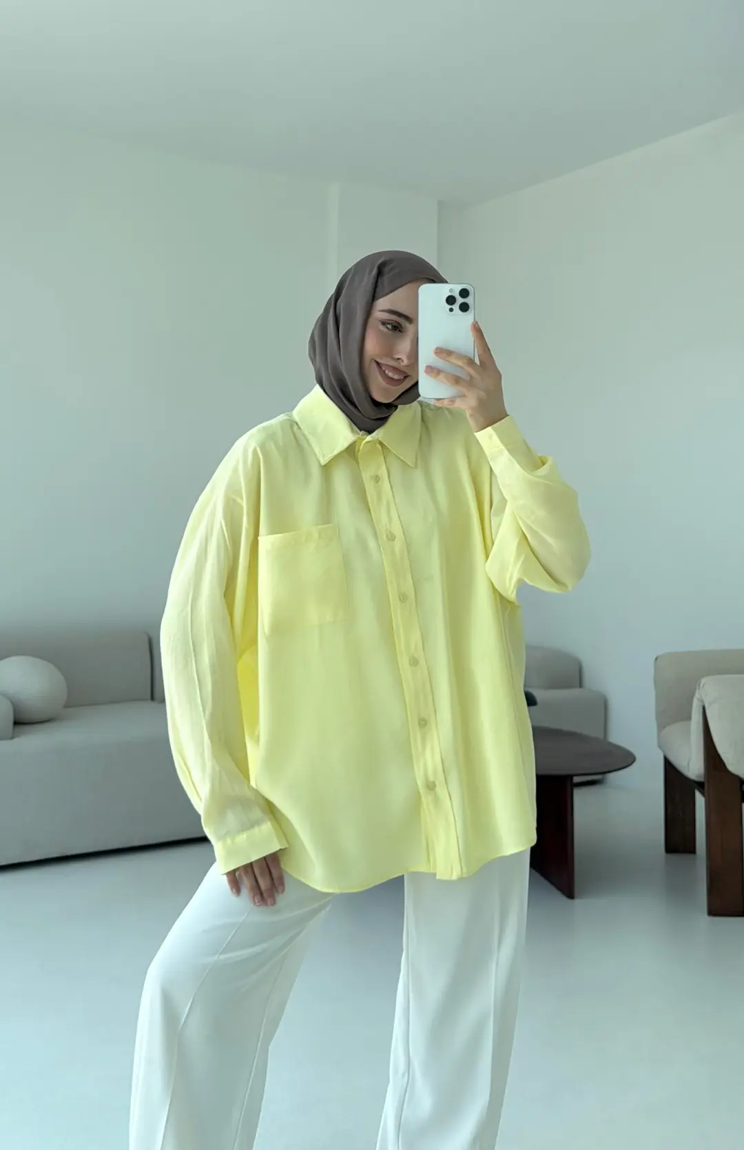 Krep Dökümlü Gömlek Sarı