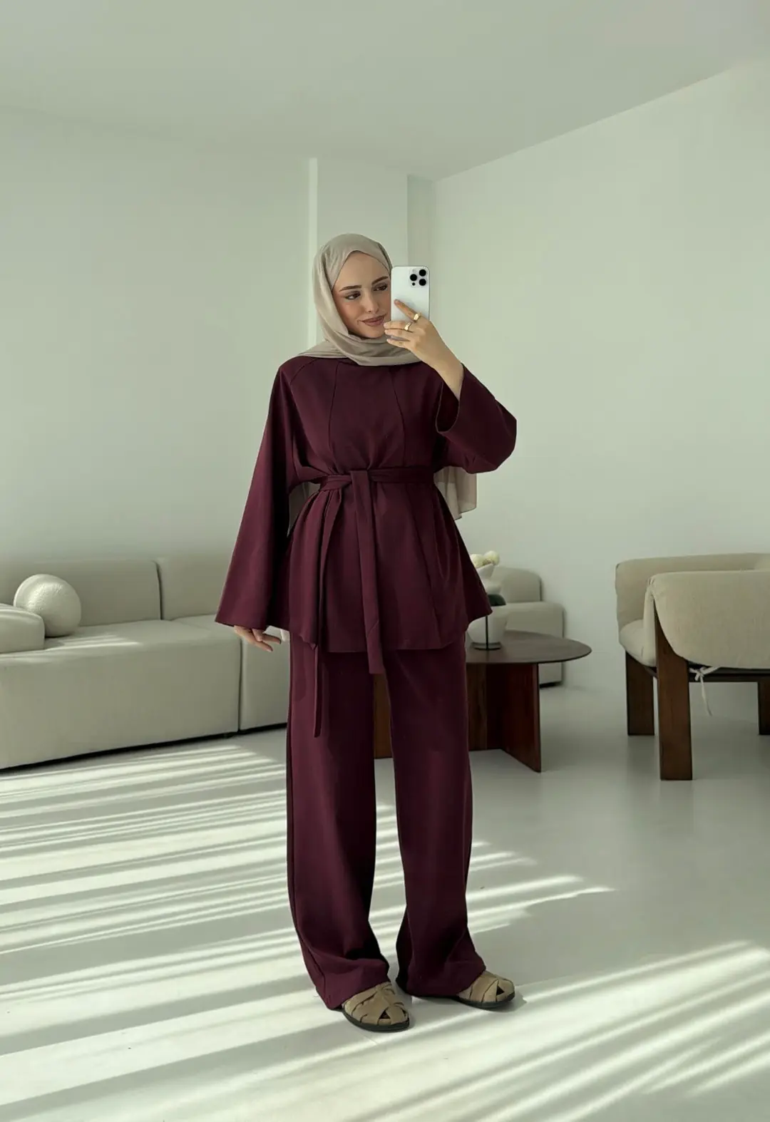 Tuniği Yırtmaçlı Oysho Takım Bordo
