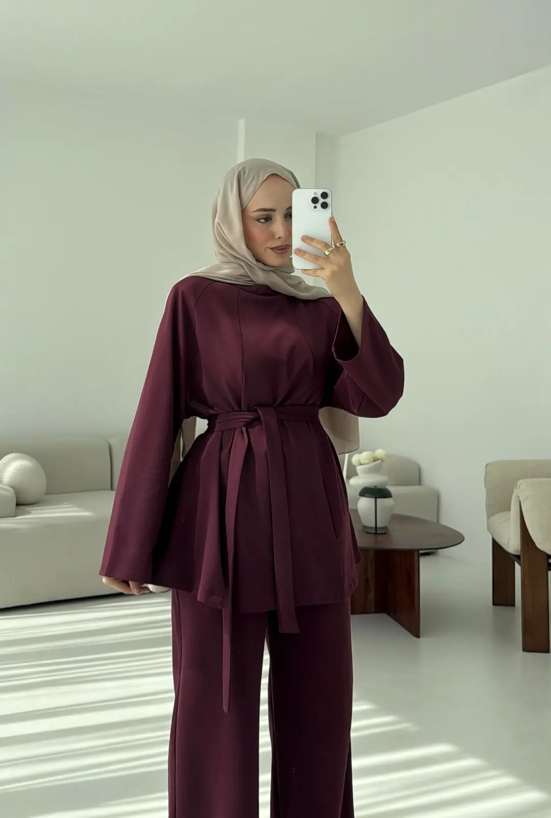 Tuniği Yırtmaçlı Oysho Takım Bordo
