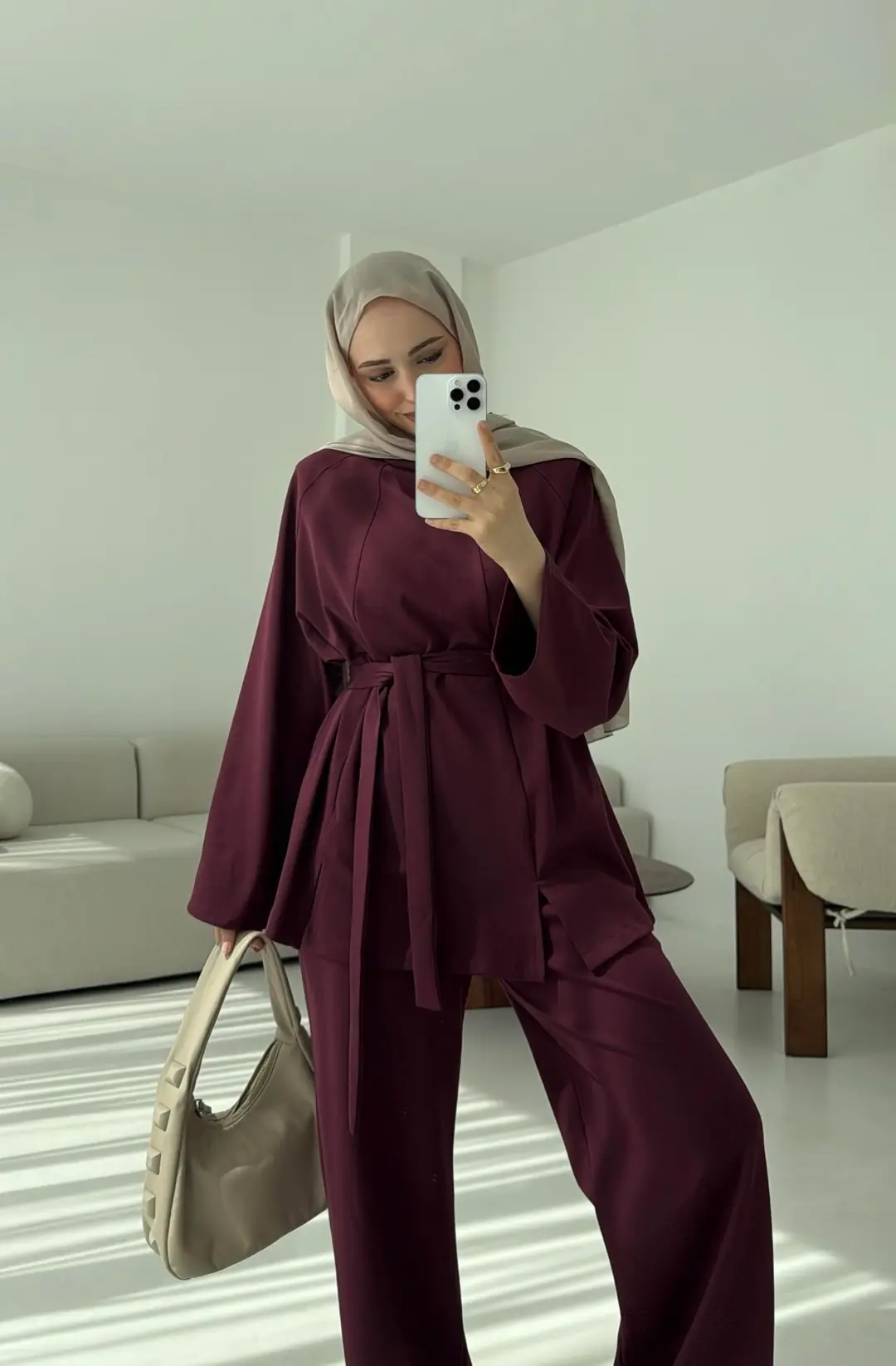 Tuniği Yırtmaçlı Oysho Takım Bordo