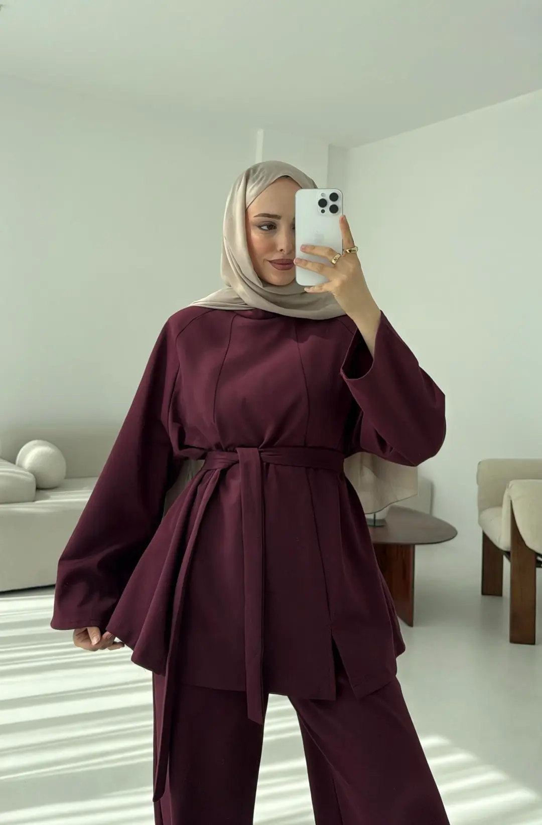 Tuniği Yırtmaçlı Oysho Takım Bordo