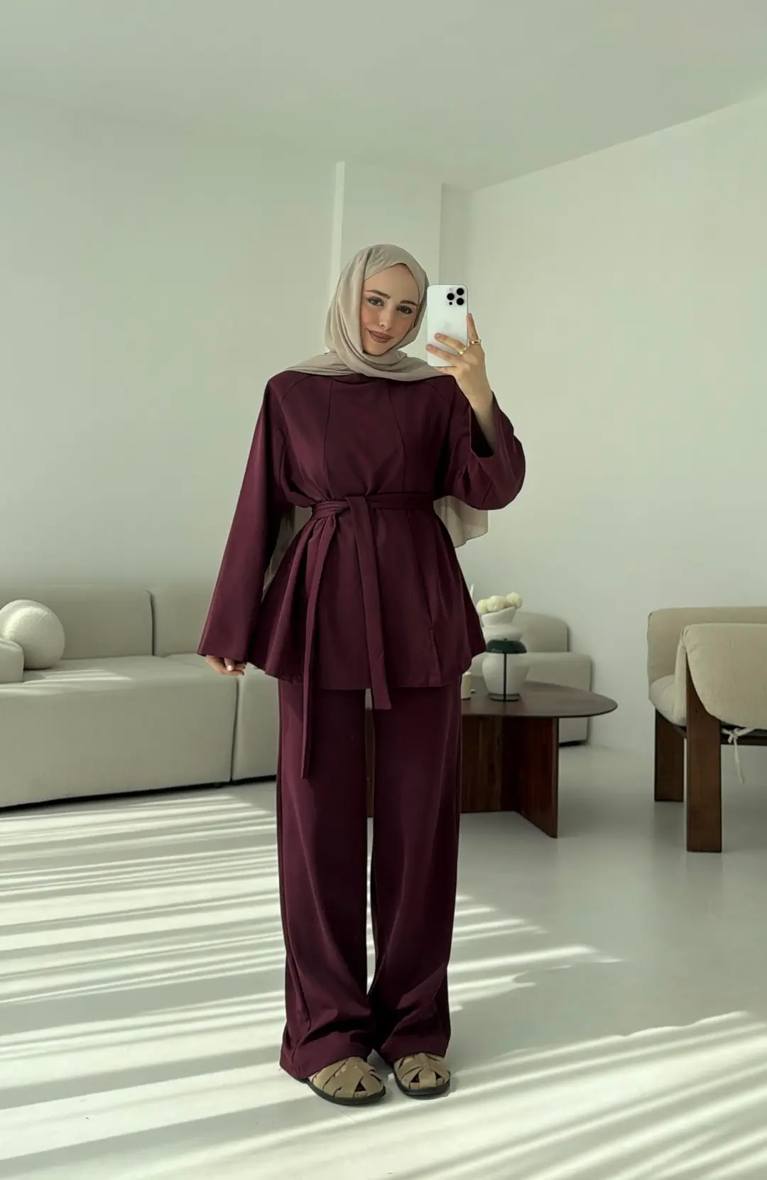 Tuniği Yırtmaçlı Oysho Takım Bordo