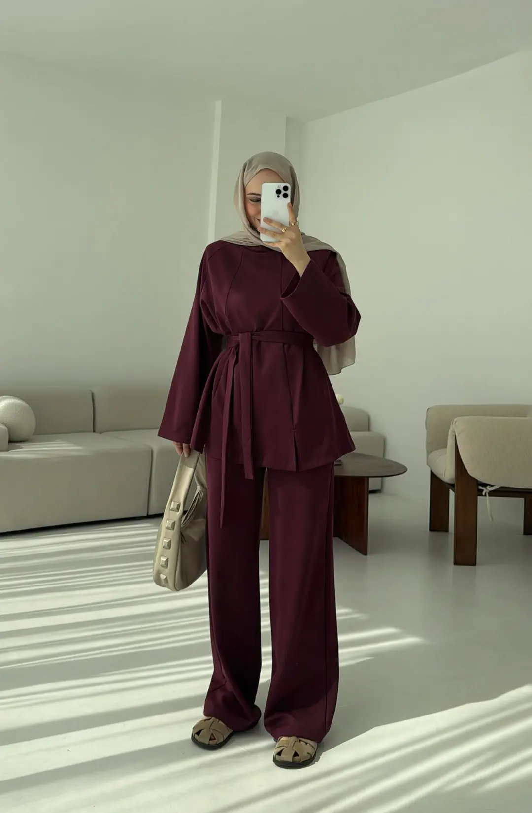 Tuniği Yırtmaçlı Oysho Takım Bordo