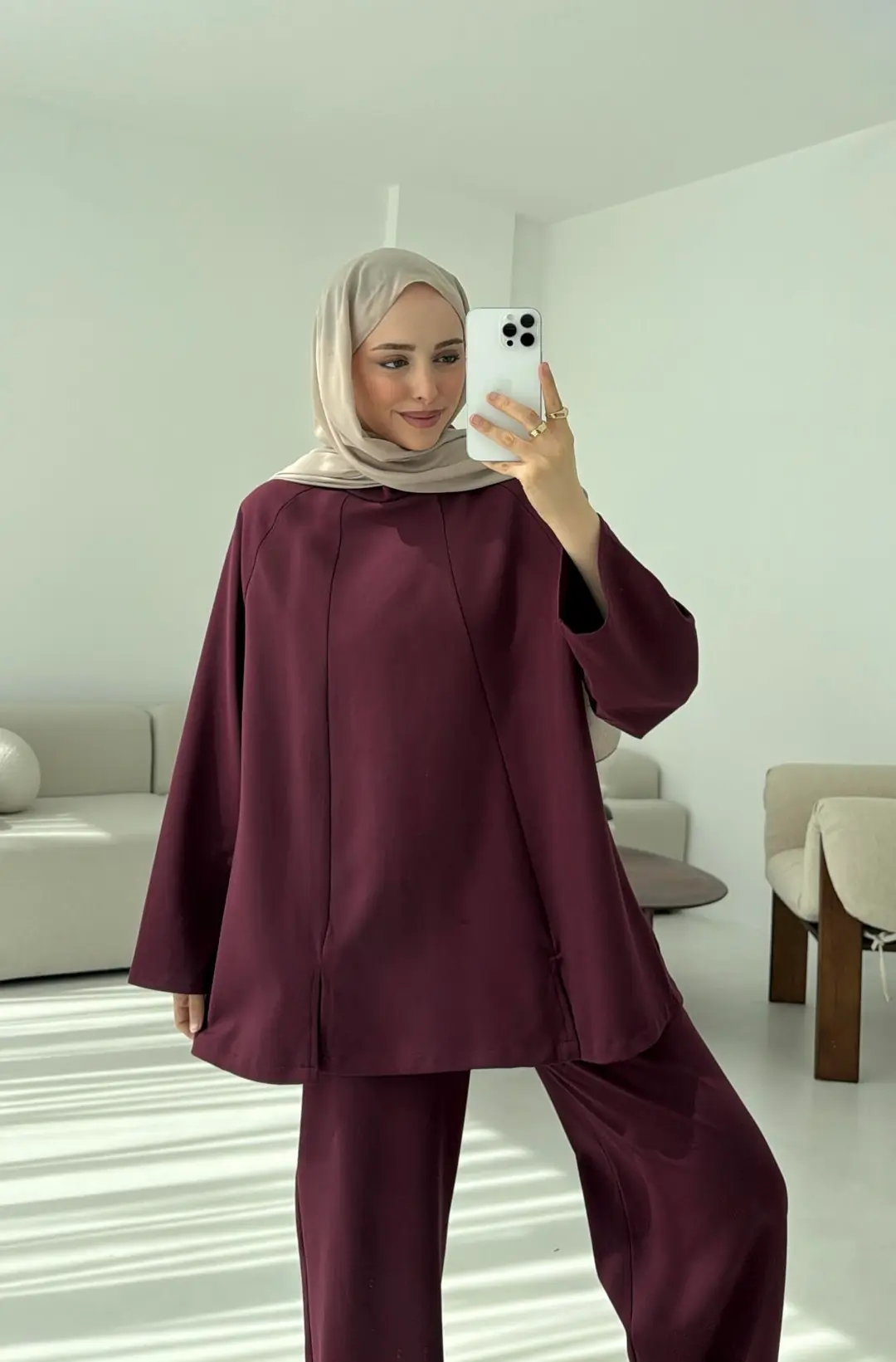 Tuniği Yırtmaçlı Oysho Takım Bordo