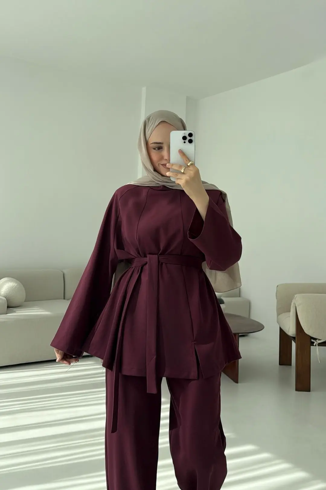 Tuniği Yırtmaçlı Oysho Takım Bordo