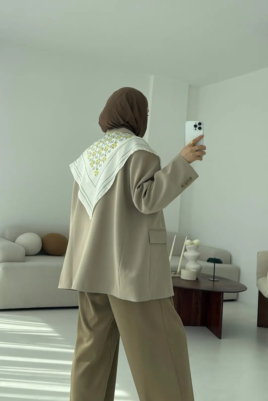 Çift Dügmeli Oversize Blazer Ceket Taş
